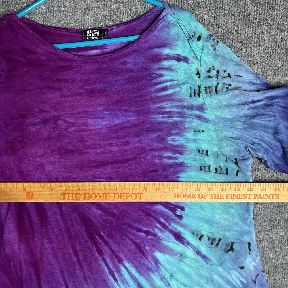 Art of Cloth Tunic Top XL Purple Blue Tie Dye Asymmetrical Lagenlook Festival - Picture 4 of 6